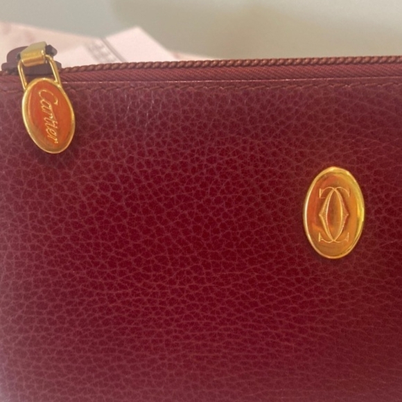 Cartier Vintage Must de Line Bordeaux Leather Wristlet, Crossbody, Shoulder COA - Picture 3 of 9